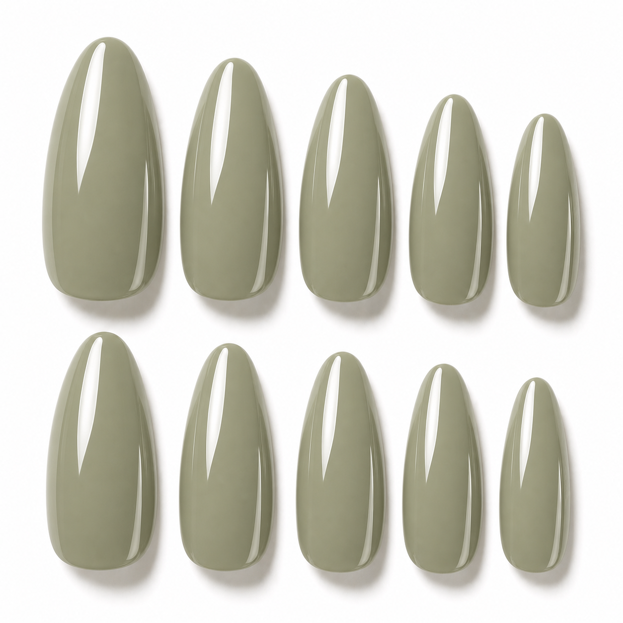 Olive Veil glossy press-on nail set