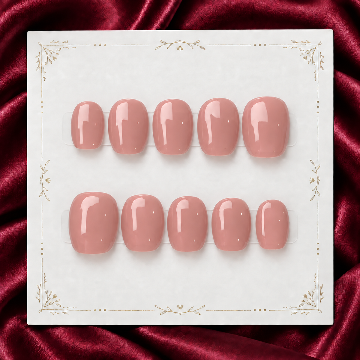 Blush Glass sheer blush-pink squoval press-on nails