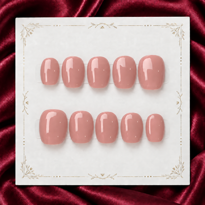 Blush Glass sheer blush-pink squoval press-on nails