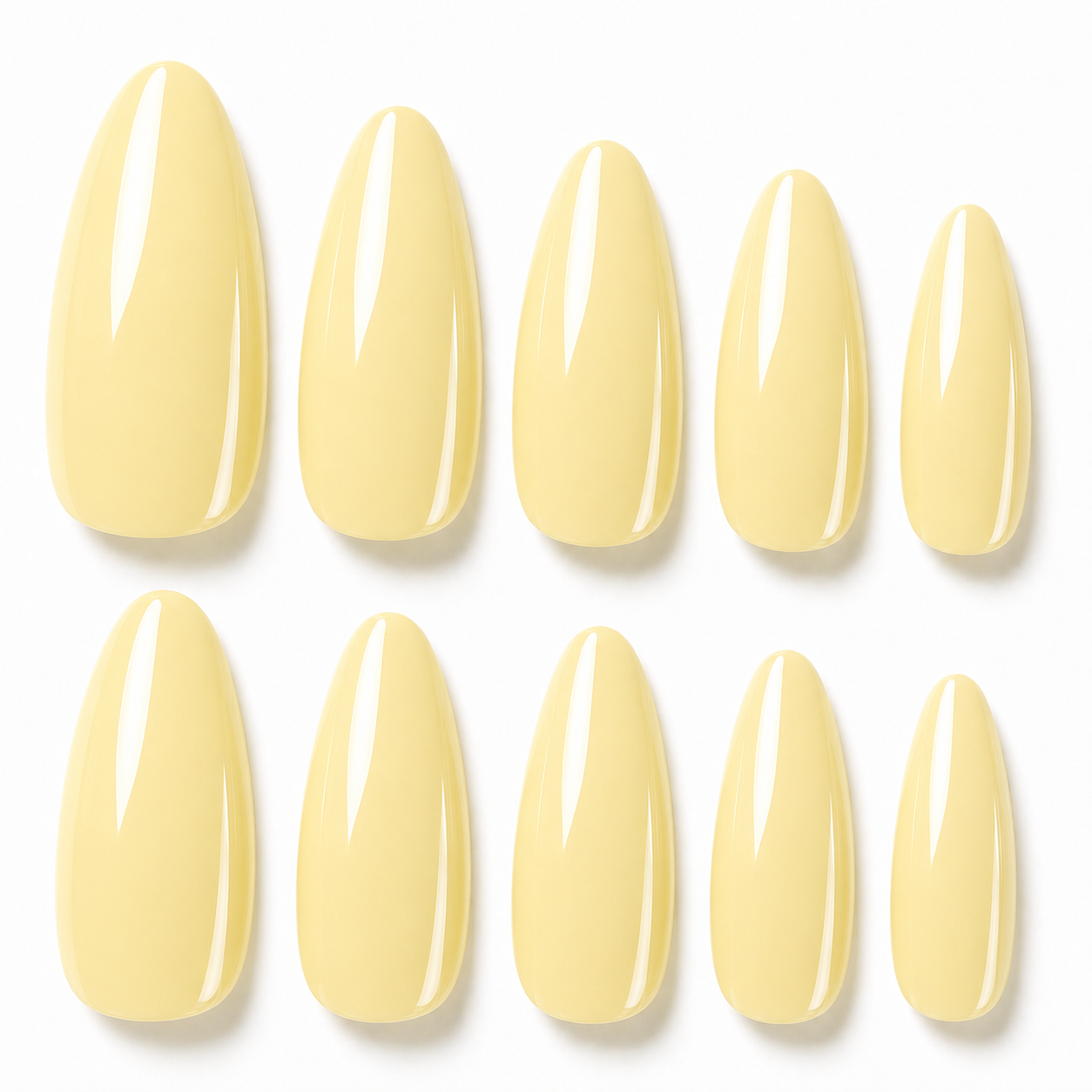 Butter Yellow glossy press-on nail set