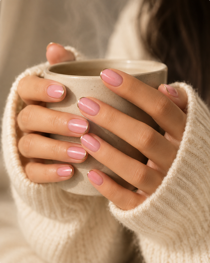 Rosé & Gold Press-On Nails | Blush Shimmer French Tip