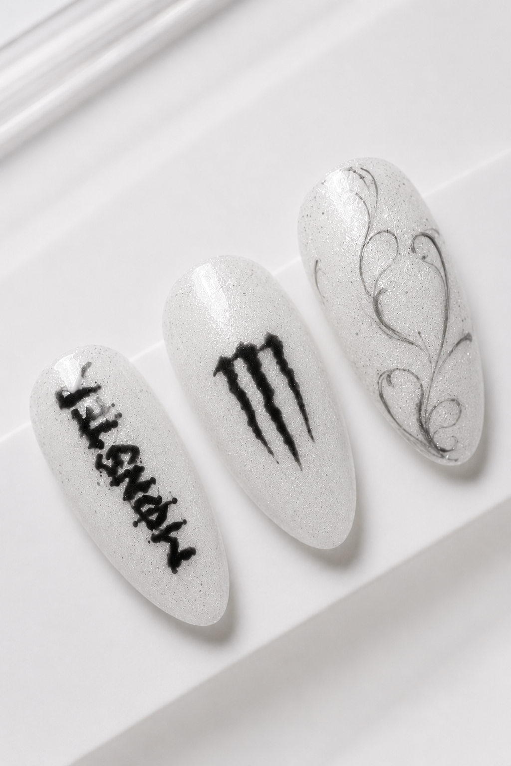 Monster Energy Inspired Press-On Nails | Glitter Almond Nails – Limited Edition