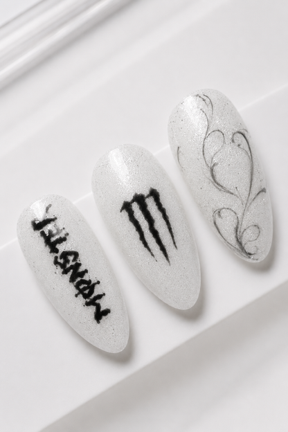 Monster Energy Inspired Press-On Nails | Glitter Almond Nails – Limited Edition