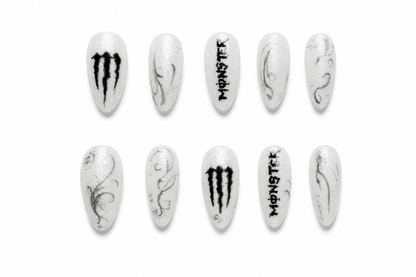 Monster Energy Inspired Press-On Nails | Glitter Almond Nails – Limited Edition