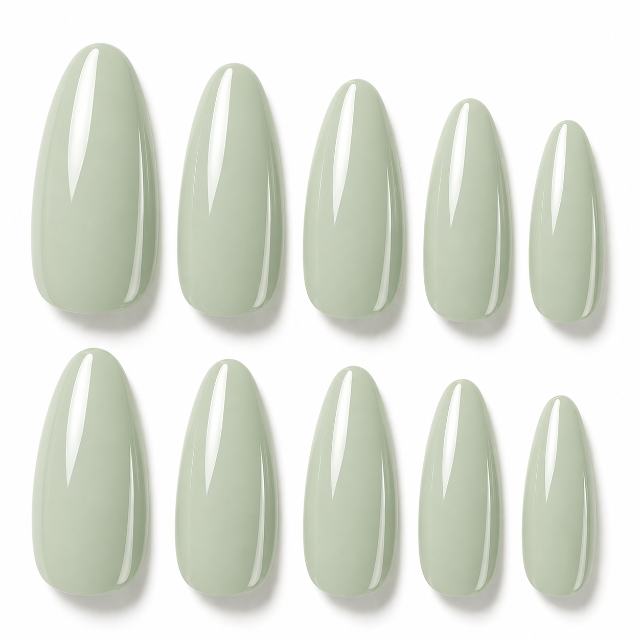 Soft Sage glossy press-on nail set